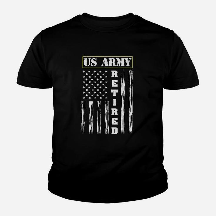 Us Army Retired Distressed American Flag Kid T-Shirt