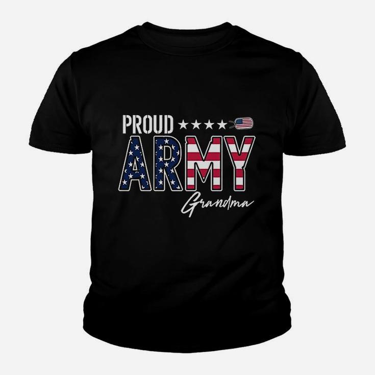 Us Flag Proud Army Grandma Kid T-Shirt