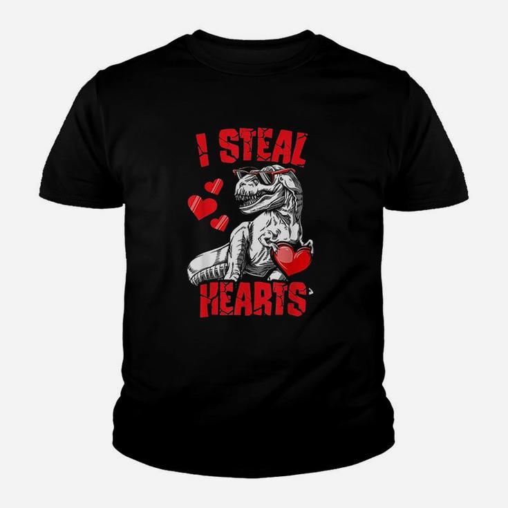 Valentines Day Dinosaur T Rex Lover I Steal Hearts Kid T-Shirt