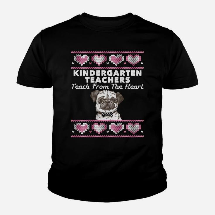 Valentines Day Kindergarten Teacher Ugly Dog Pug Kid T-Shirt