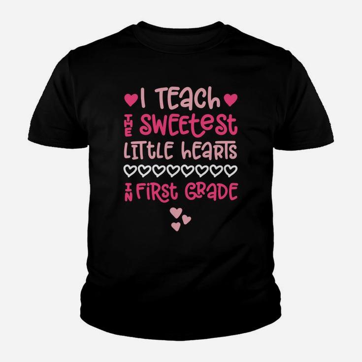 Valentines Day Teacher First Grade Cute Hearts Graphic Kid T-Shirt