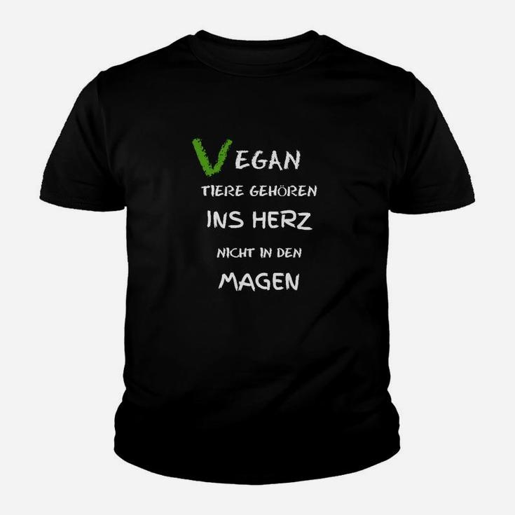 Veganes Message Kinder Tshirt Tiere gehören ins Herz, nicht in den Magen