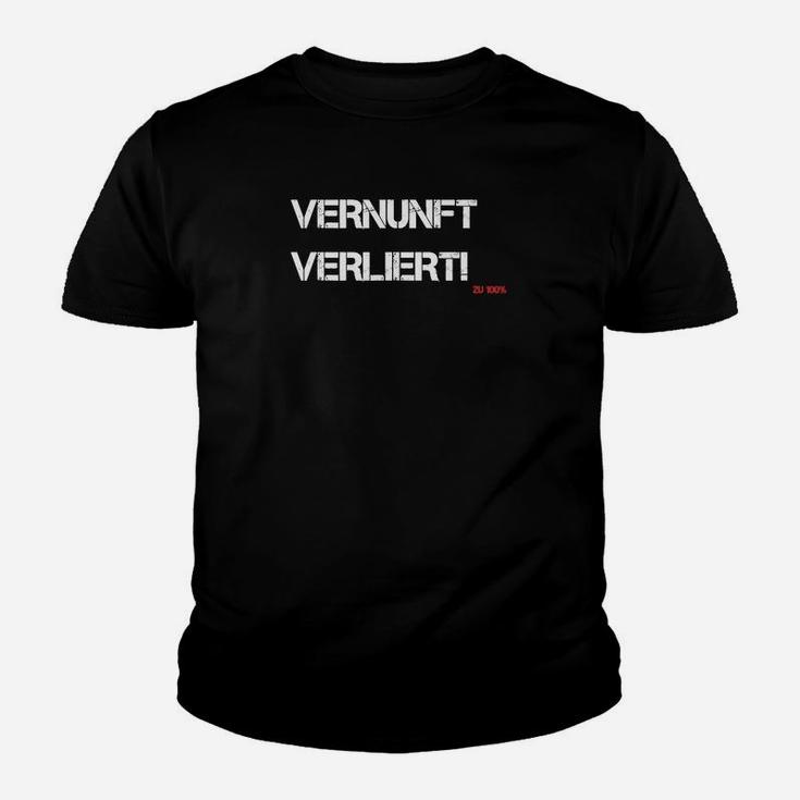 Vernunft Verliert Slogan-Kinder Tshirt in Schwarz, Coole Sprüche Mode