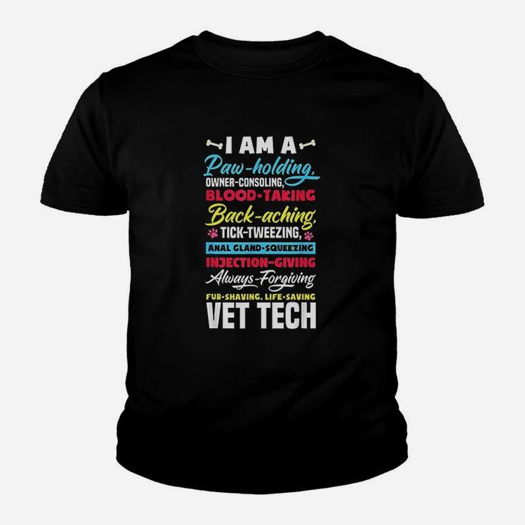 Vet Tech Paw Holding Funny Veterinary Technician Gift Kid T-Shirt