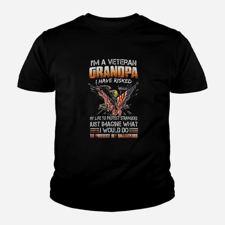 Veteran Grandpa Proud Vet Grandfather Fathers Day Kid T-Shirt