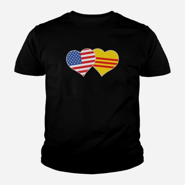 Vietnamese American Flag Usa South Vietnam Flag Heart Kid T-Shirt