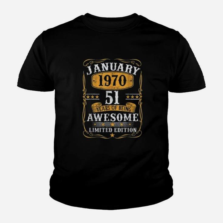 Vintage 1970 52nd Years Old Gifts Vintage January 1970 Kid T-Shirt