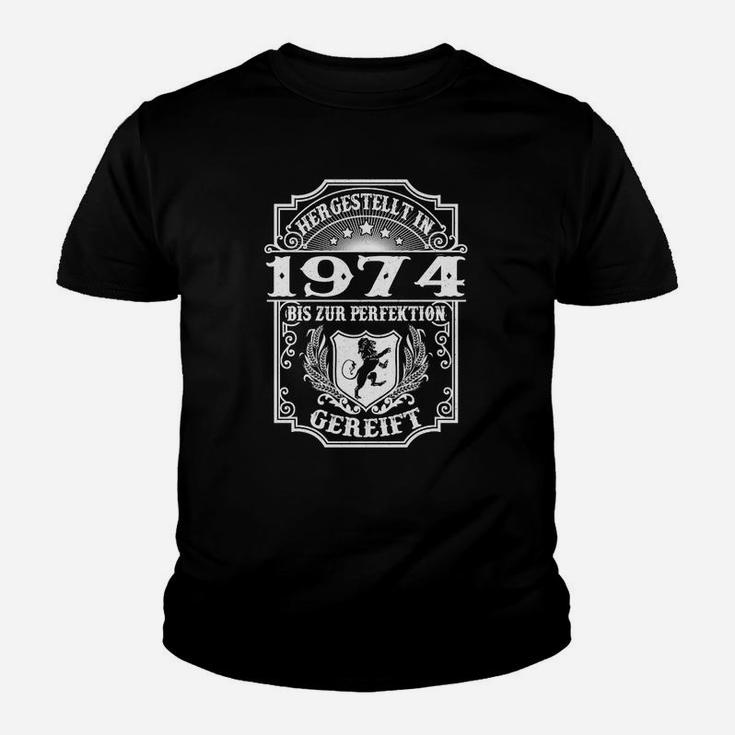 Vintage 1974 Jahrgang Perfektion Kinder Tshirt in Schwarz, Retro Geburtstags-Kinder Tshirt