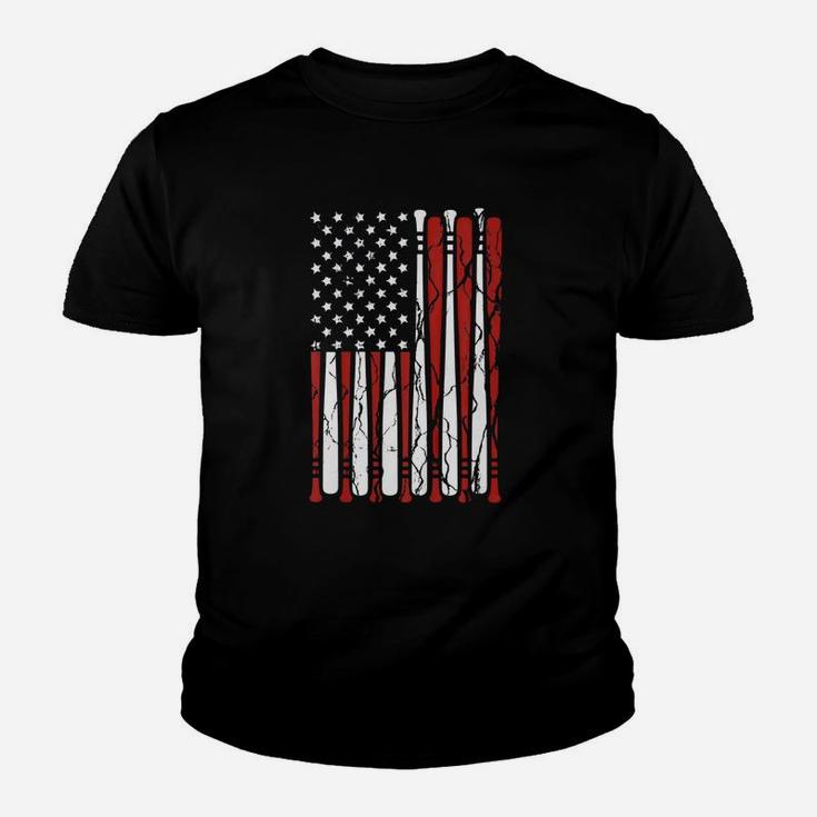 Vintage American Flag Baseball Men Boys Dad 4th July Shirt Kid T-Shirt