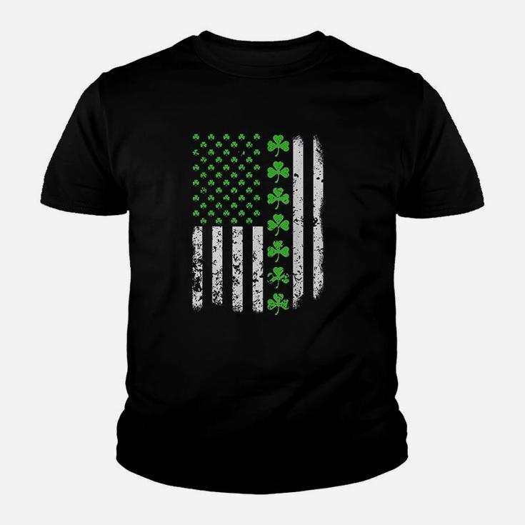 Vintage American Usa Flag Shamrock Green Clover Kid T-Shirt