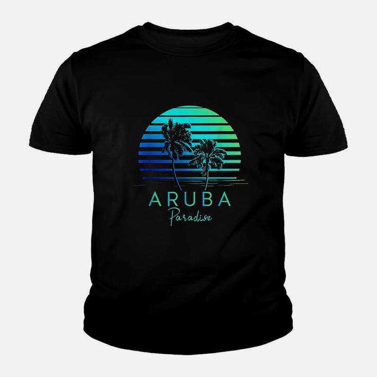 Vintage Aruba Beach Tropical Vibes Vacation Souvenir Kid T-Shirt
