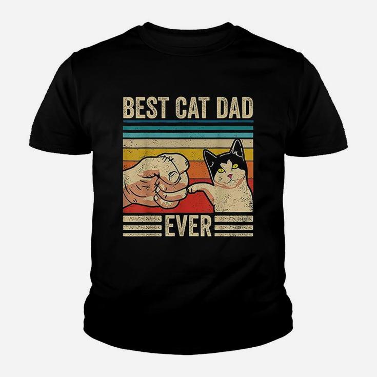 Vintage Best Cat Dad Ever Bump Fit Fathers Day Gifts Kid T-Shirt