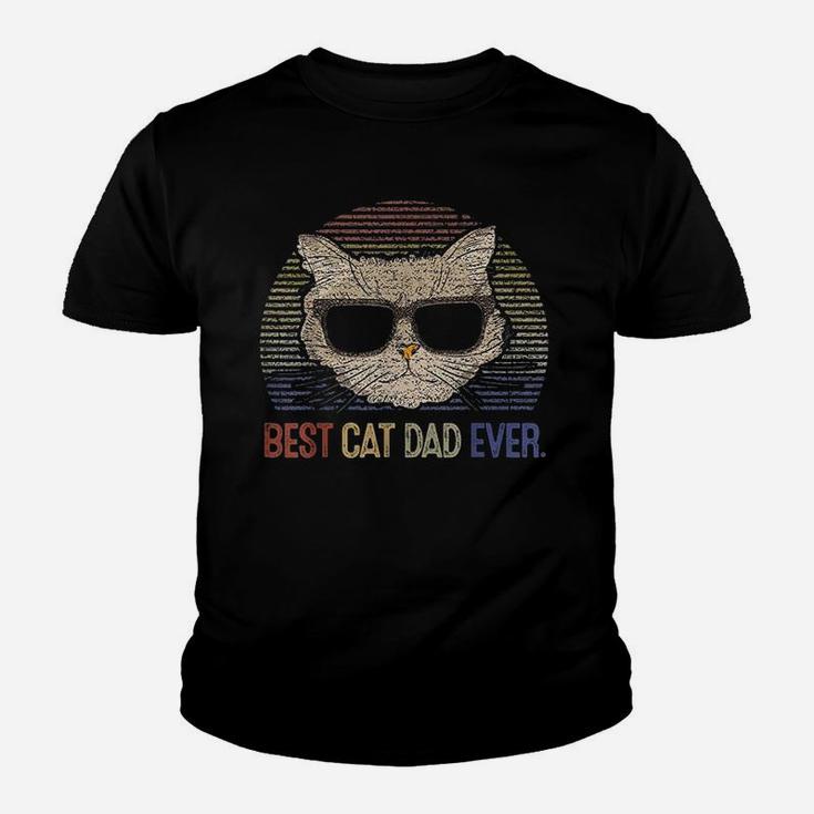 Vintage Best Cat Dad Ever Kitty Cats Lover Father Day Kid T-Shirt