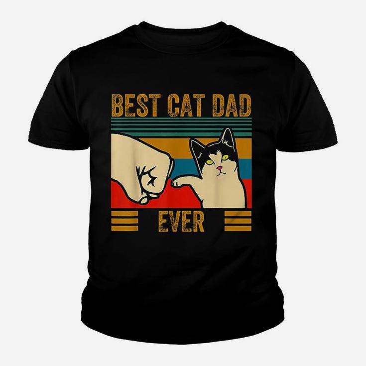 Vintage Best Cat Dad Ever Men Bump Fit Fathers Day Kid T-Shirt