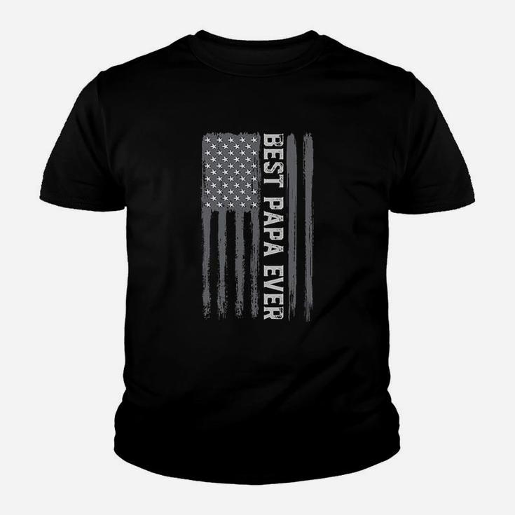 Vintage Best Papa Ever American Flag Fathers Day Dad Kid T-Shirt