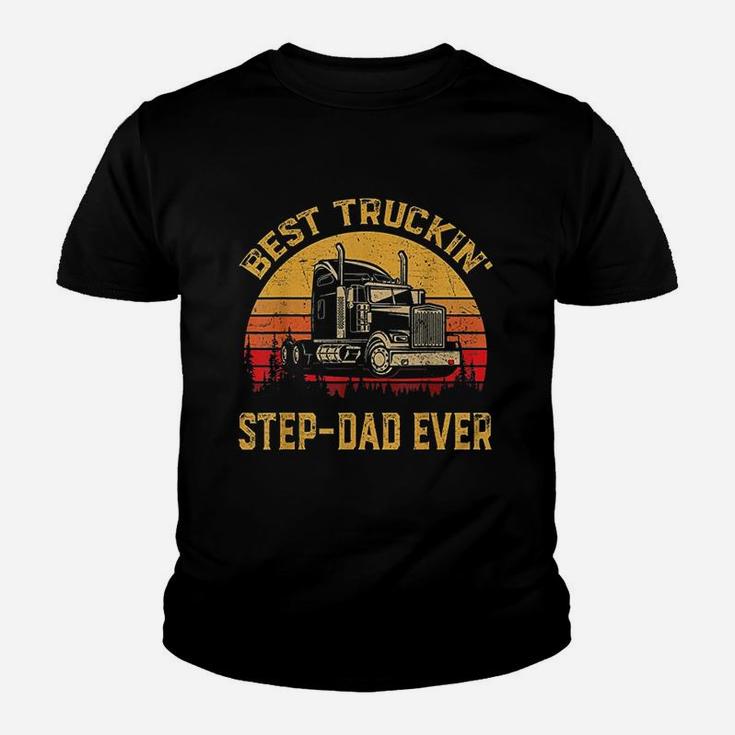 Vintage Best Truckin Stepdad Ever Retro Kid T-Shirt
