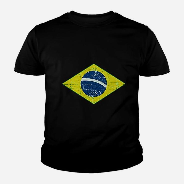Vintage Brazil Flag Retro Style Brazilian Kid T-Shirt