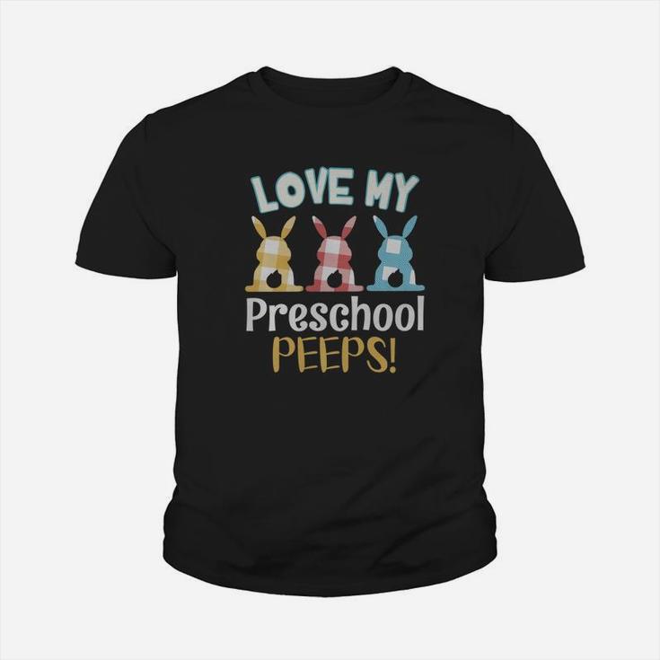 Vintage Bunny Rabbit Love My Preschool Peeps Teacher Kid T-Shirt