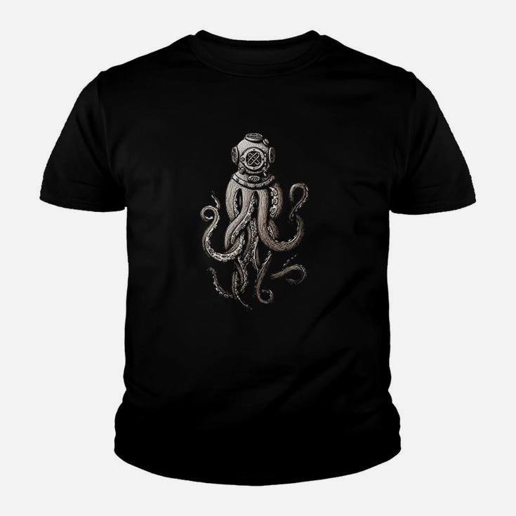 Vintage Deep Sea Divers Cthulhu Octopus Kid T-Shirt