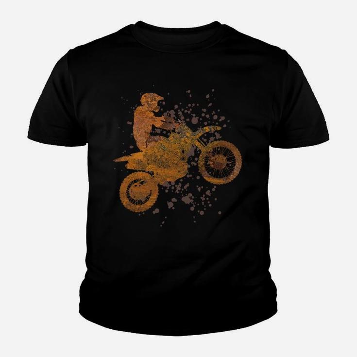 Vintage Dirt Bike Splash Design Kinder Tshirt, Crossmotorrad Retro-Stil