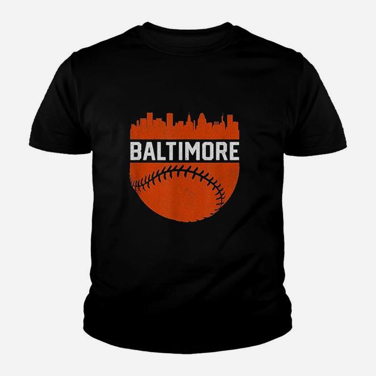 Vintage Downtown Baltimore Skyline Baseball Kid T-Shirt