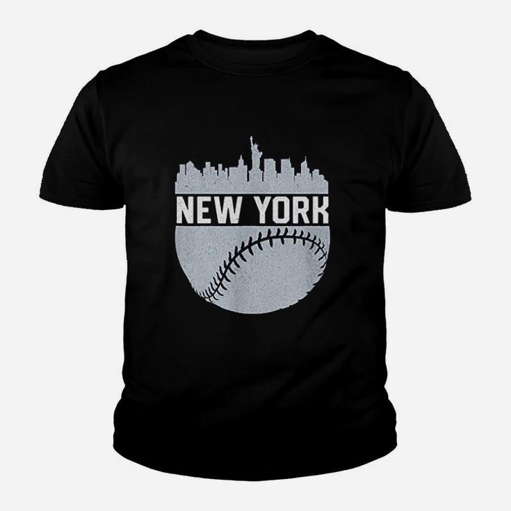Vintage Downtown New York City Skyline Baseball Kid T-Shirt