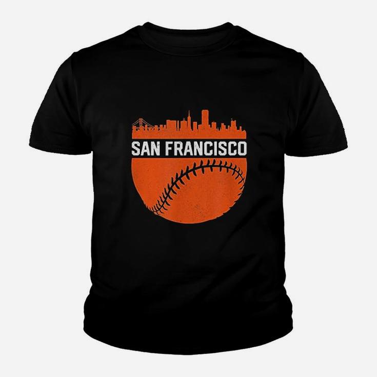 Vintage Downtown San Francisco Skyline Baseball Kid T-Shirt