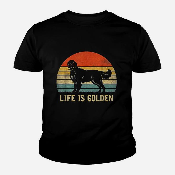 Vintage Golden Retriever Dog Life Is Golden Kid T-Shirt