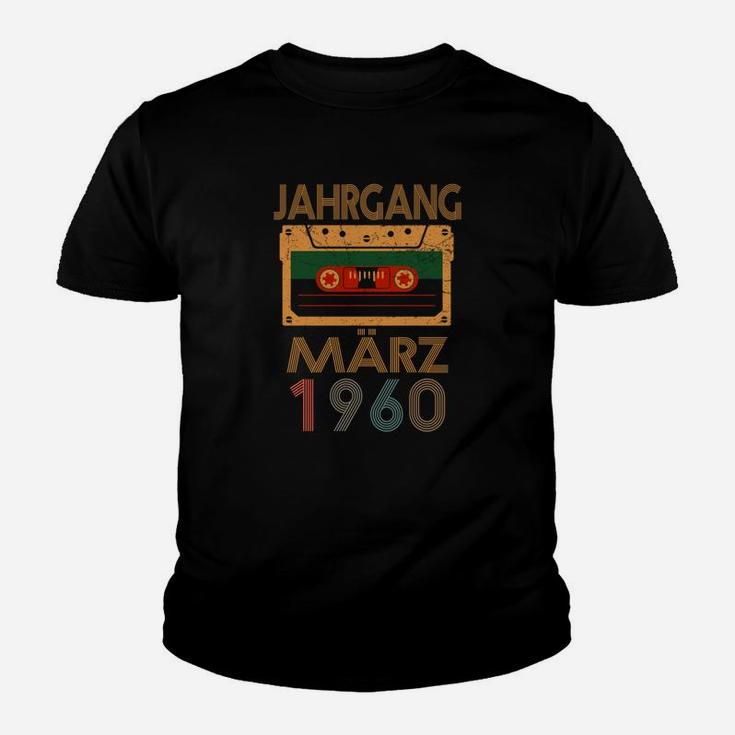 Vintage Kassette 1960 Geburtstags-Kinder Tshirt für März Jahrgänge