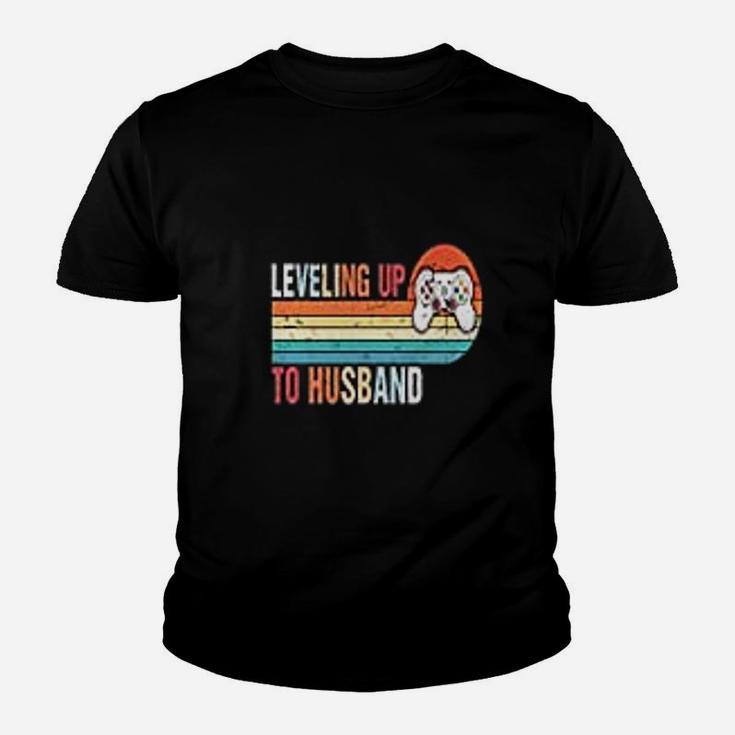 Vintage Leveling Up To Husband Engagement Party Kid T-Shirt