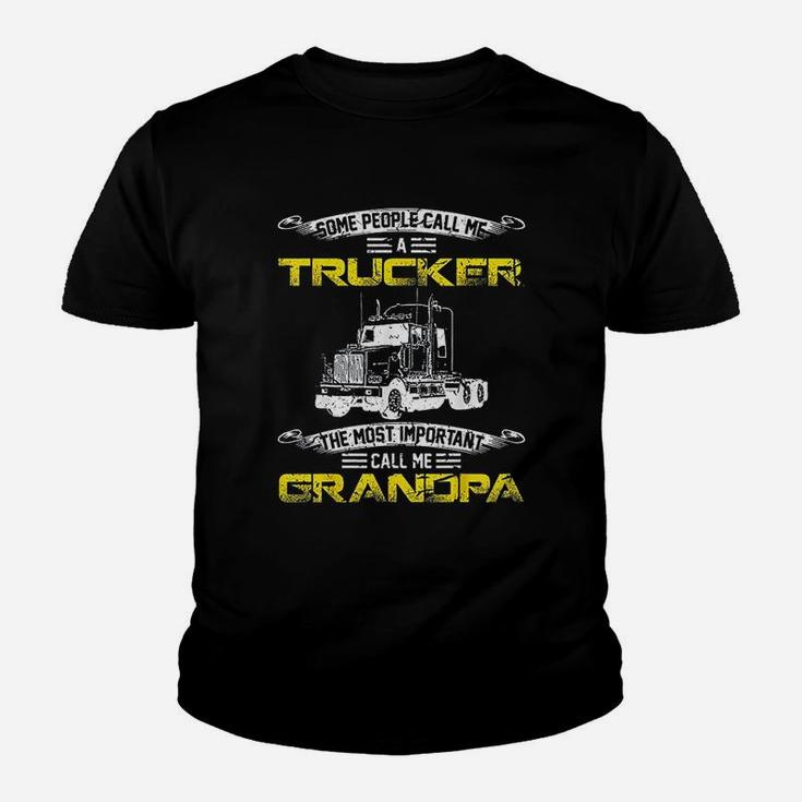 Vintage Most Important Call Me Grandpa Funny Trucker Daddy Kid T-Shirt