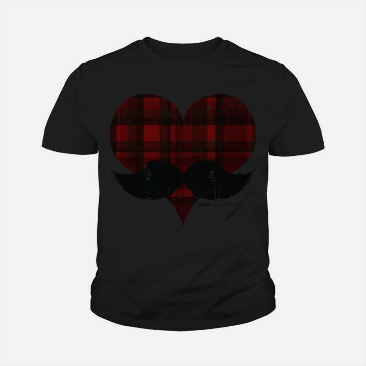Vintage Mustache Heart Valentines Day Novelty Gift Kid T-Shirt