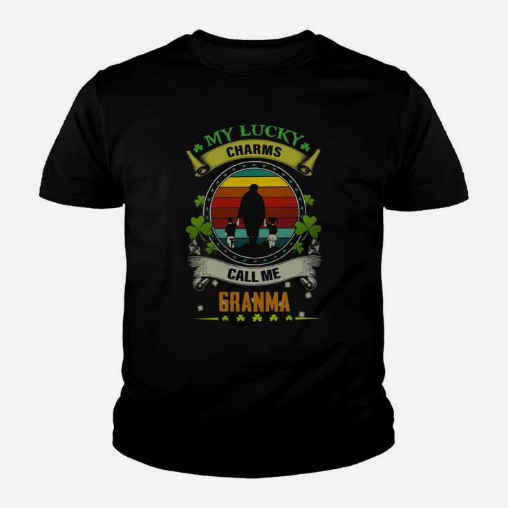 Vintage My Lucky Charms Call Me Granma St Patricks Day Shamrock Best Gift For Grandmothers Kid T-Shirt