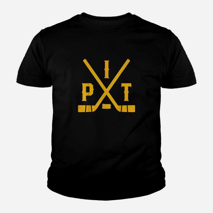 Vintage Pittsburgh Ice Hockey Sticks State Outline Kid T-Shirt
