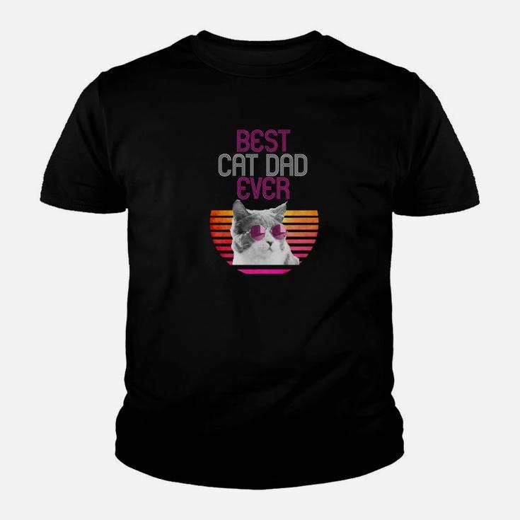 Vintage Retro Best Cat Dad Ever Father Gift Kid T-Shirt
