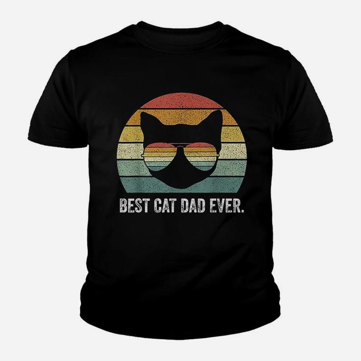 Vintage Retro Best Cat Dad Ever Funny Cat Dad Father Kid T-Shirt