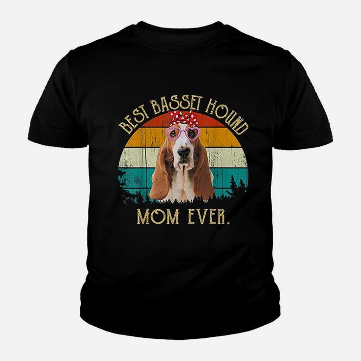Vintage Retro Mama Mothers Day Best Basset Hound Mom Ever Kid T-Shirt