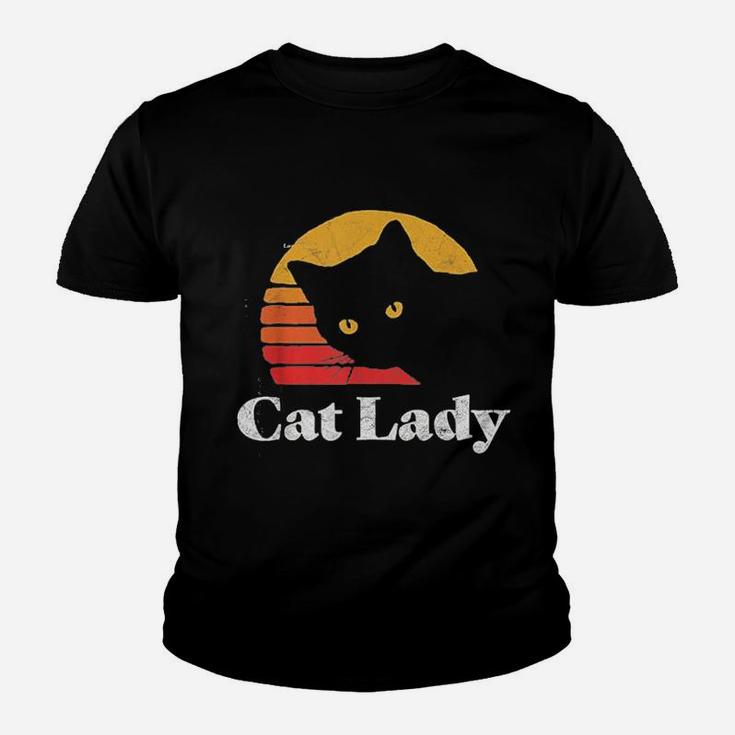 Vintage Retro Style Cat Lady 80s Kid T-Shirt