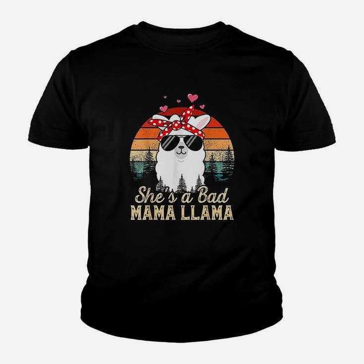 Vintage Sunset Shes A Bad Mama Llama Funny Mother Days Kid T-Shirt