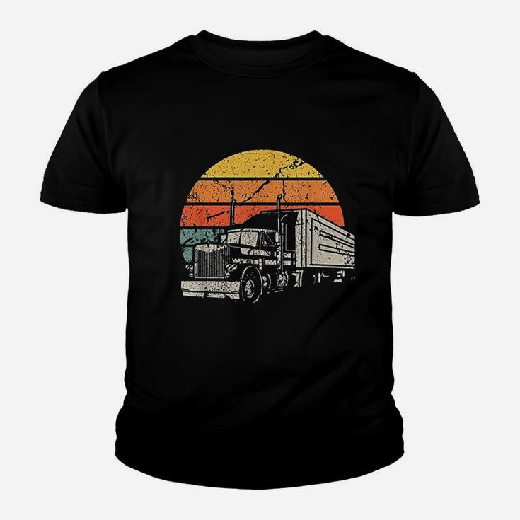 Vintage Truck Driver Gift Retro Sun Driving Trucker Kid T-Shirt