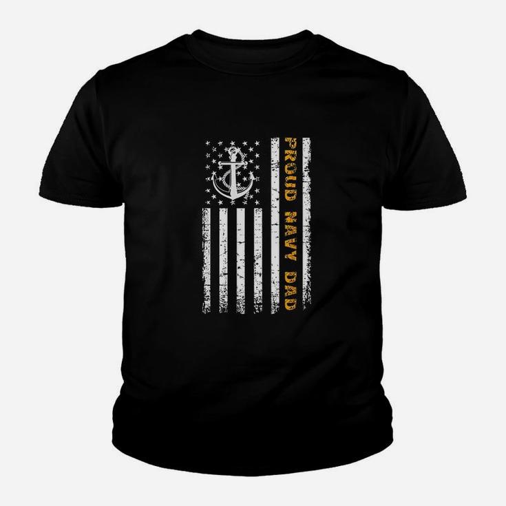 Vintage Usa American Flag Proud Navy Dad Gifts Kid T-Shirt