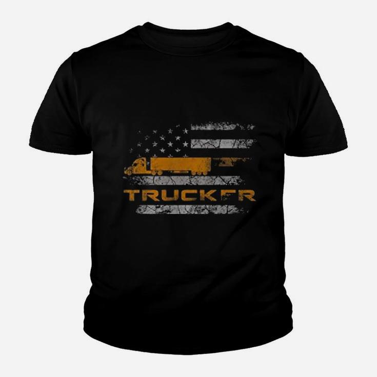 Vintage Usa Flag Trucker Kid T-Shirt