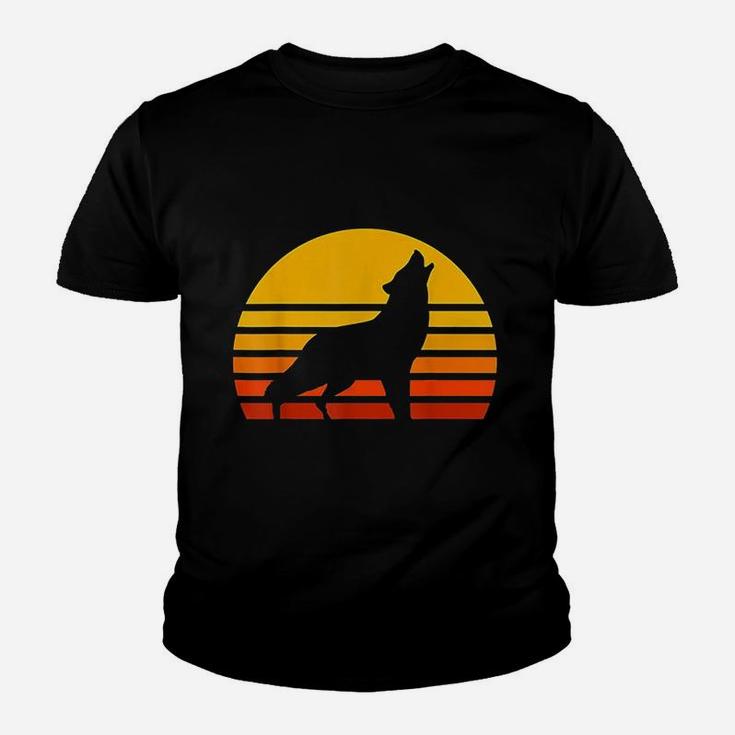 Vintage Wolf Sunset Retro Wolf Kid T-Shirt