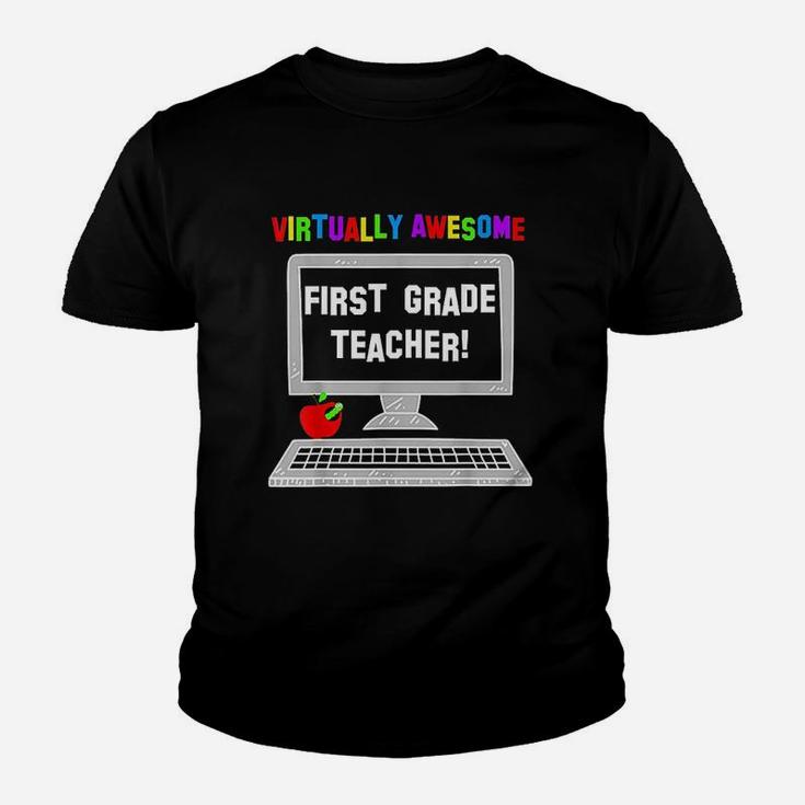 Virtually Awesome First Grade Teacher Back To School Kid T-Shirt