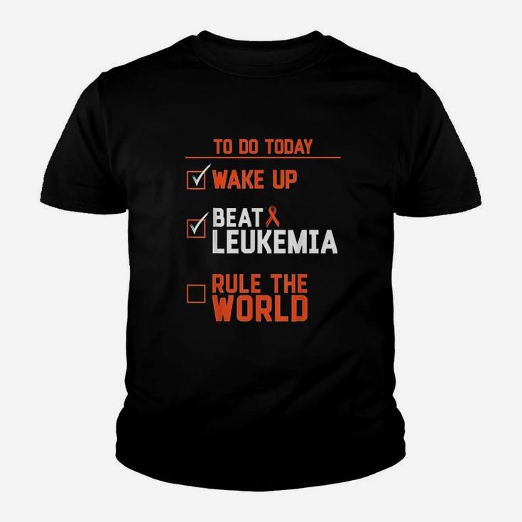 Wake Up Beat Leukemia Rule The World Quote Funny Kid T-Shirt