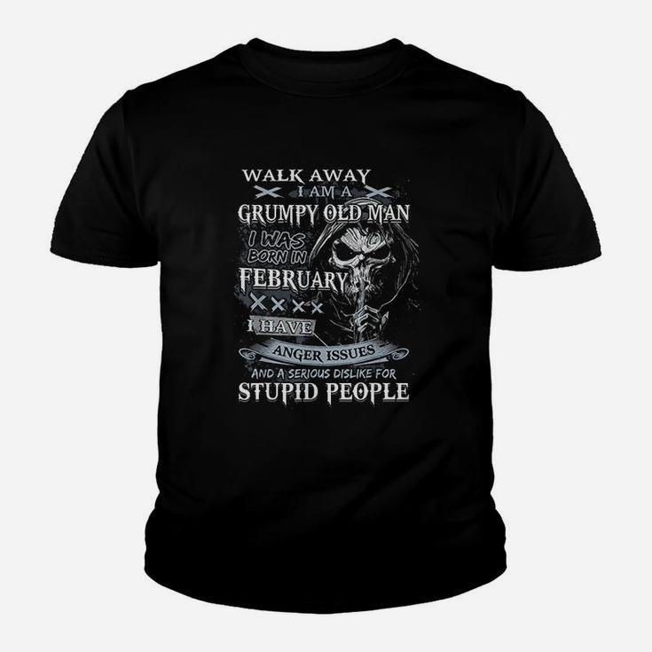 Walk Away Im A Grumpy Old Man I Was Born In February Kid T-Shirt