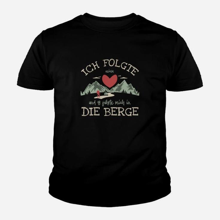 Wanderlust Herz Berge Kinder Tshirt, Bergliebhaber Motiv Tee