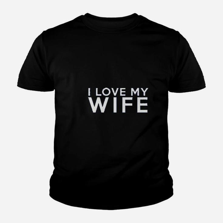 We Match I Love My Wife I Love My Husband Matching Couples Football Kid T-Shirt
