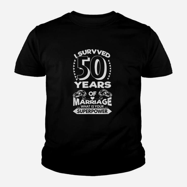 Wedding Anniversary I Survived 50 Years Of Marriage Kid T-Shirt
