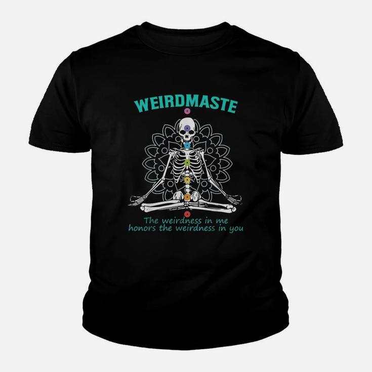 Weirdmaste Meditation Yoga Definition Funny Skeleton Yoga Kid T-Shirt